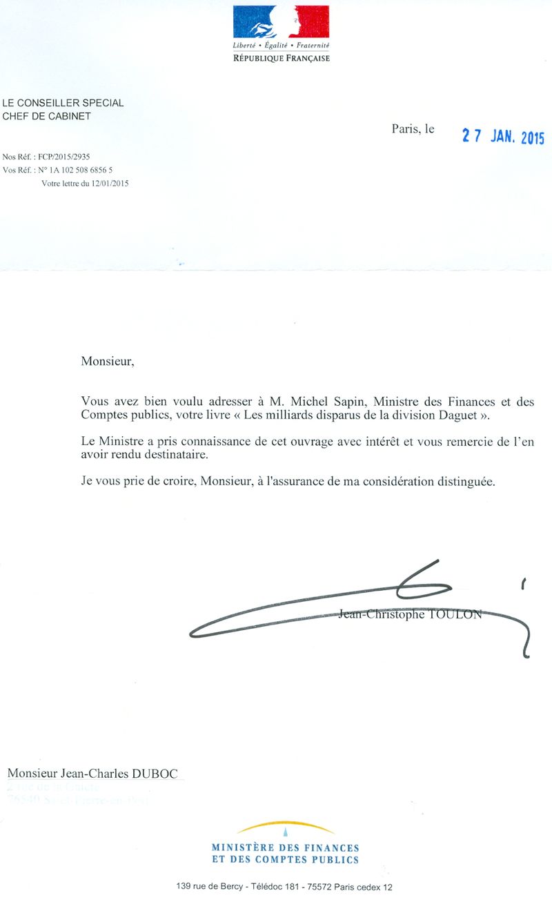 Réponse Michel SAPIN 27 janvier 20150001